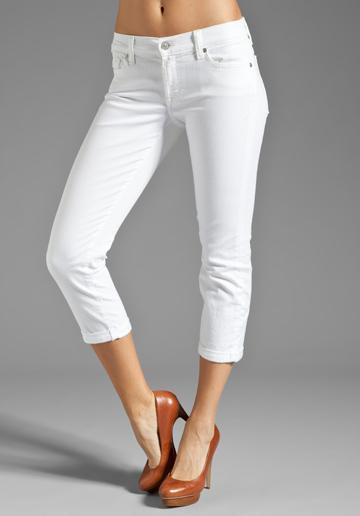 7 For All Mankind Skinny Crop & Roll In Clean White