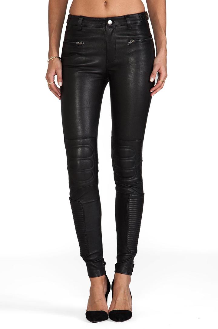 Blk Dnm Leather Pant 6 In Black