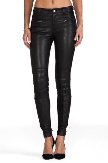 Blk Dnm Leather Pant 6 In Black