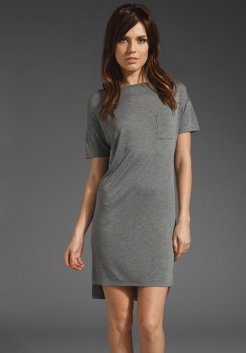 T By Alexander Wang Boatneck Dress Mini Pocket In Gray