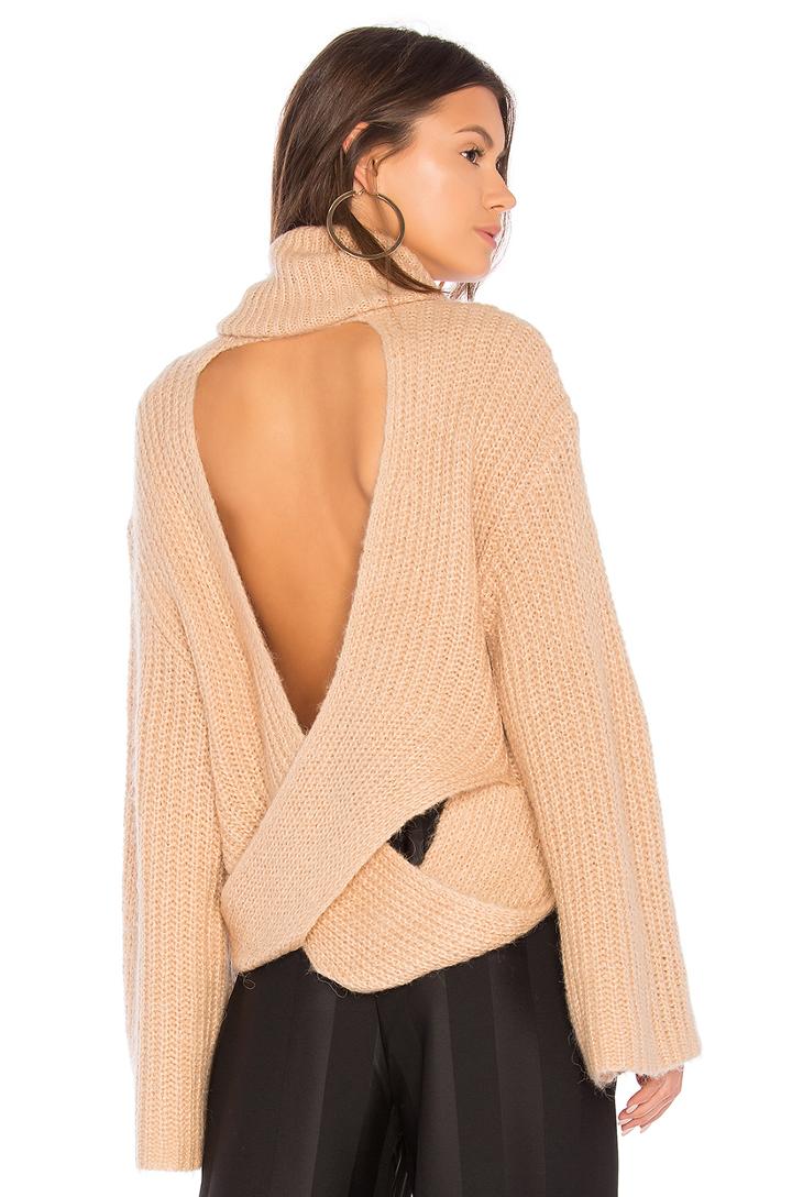 Cross Back Turtleneck Sweater