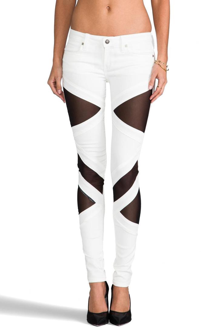 Frankie B. Jeans Exclusive Bondage Skinny In White/black