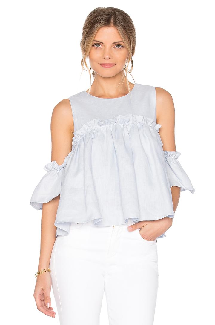 Layered Ruffle Cold Shoulder Top