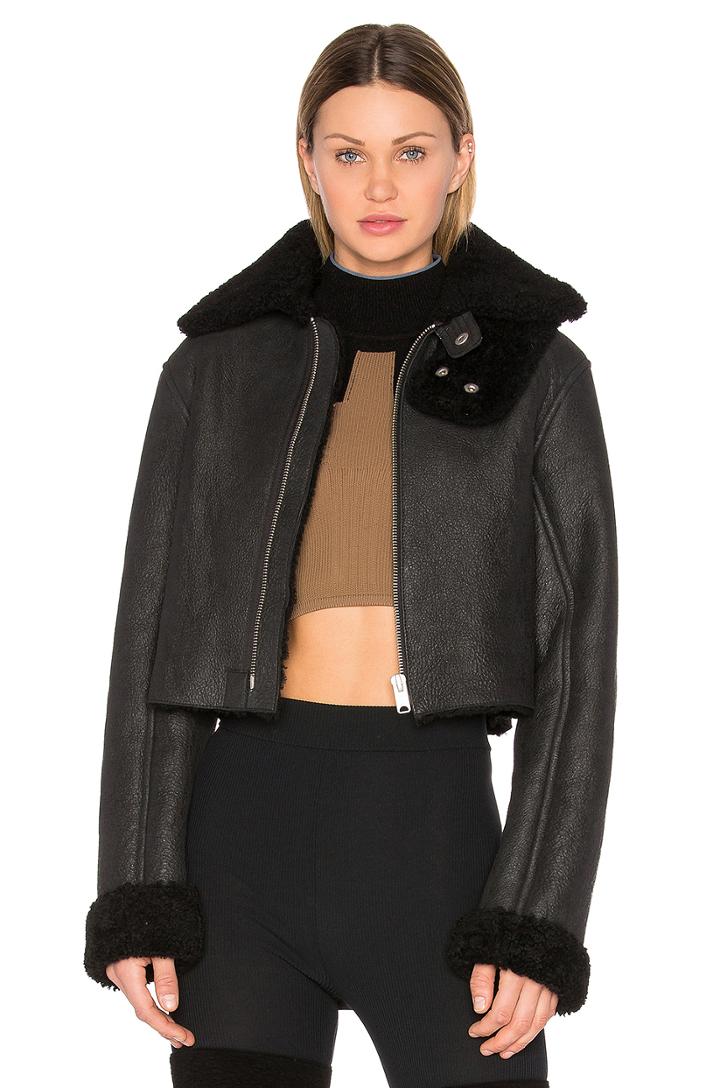 Cropped Lamb Shearling Flight Coat