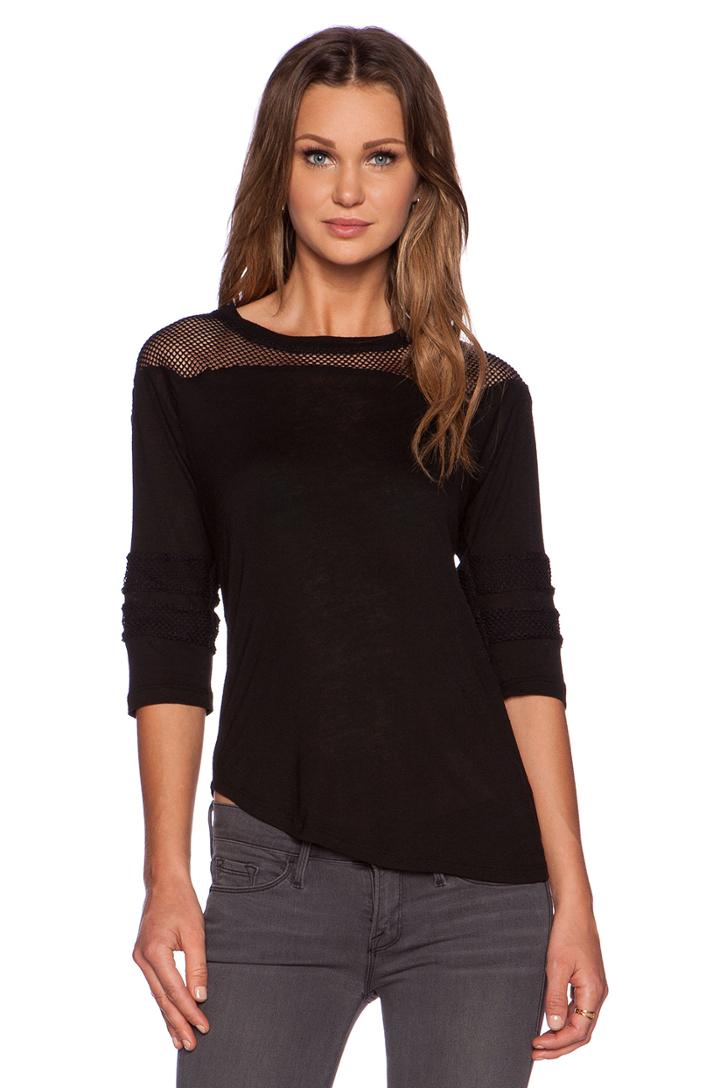League Top In Black & Black Mesh