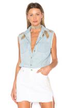 Sleeveless Sequin Button Up