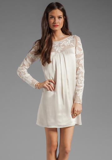 Alice By Temperley Floria Long Sleeve Tunic Dress In Cream