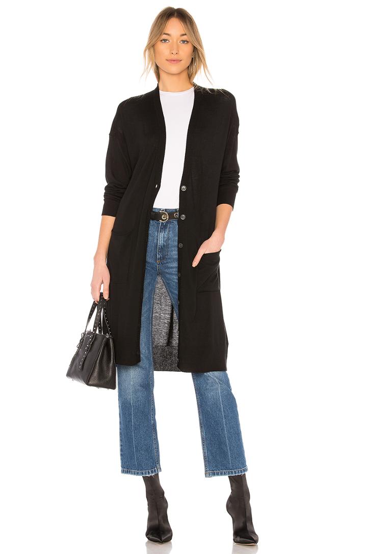 Silk Cashmere Long V-neck Sweater