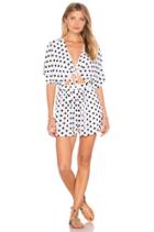 Embroidered Tie Front Romper