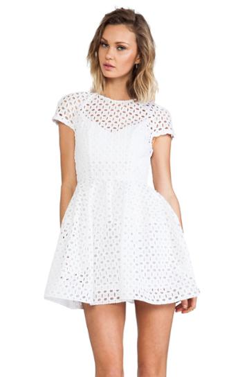 Nicholas Broderie Lace Cap Sleeve Dress In White