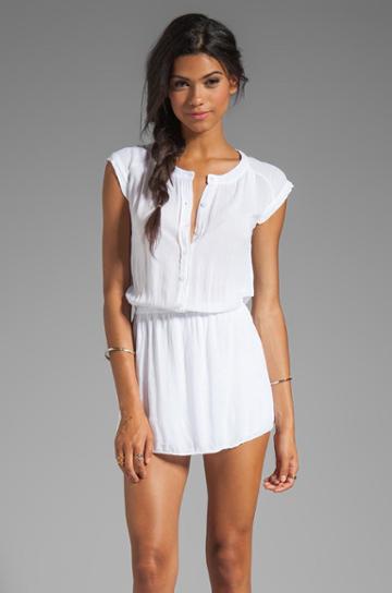 Monrow Basic Blouse Dress In White