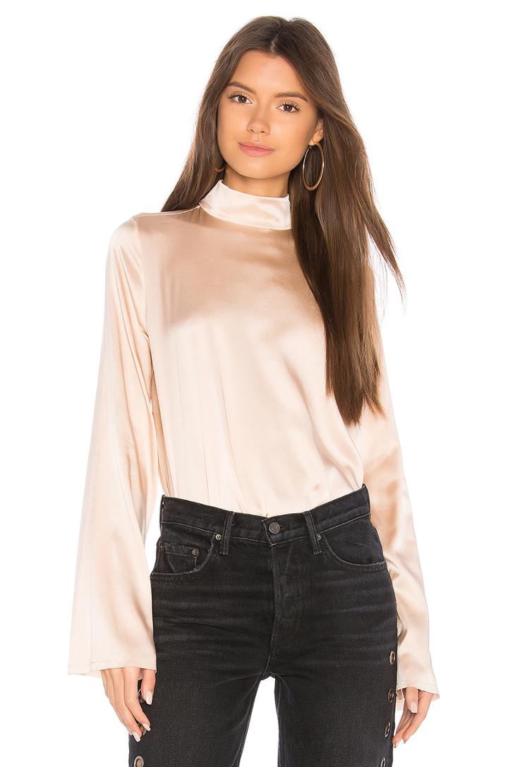 Silk Oversized Mock Neck Blouse