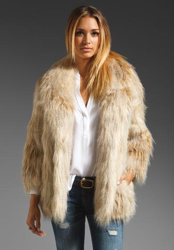 Juicy Couture Faux Fur Jacket In Brown