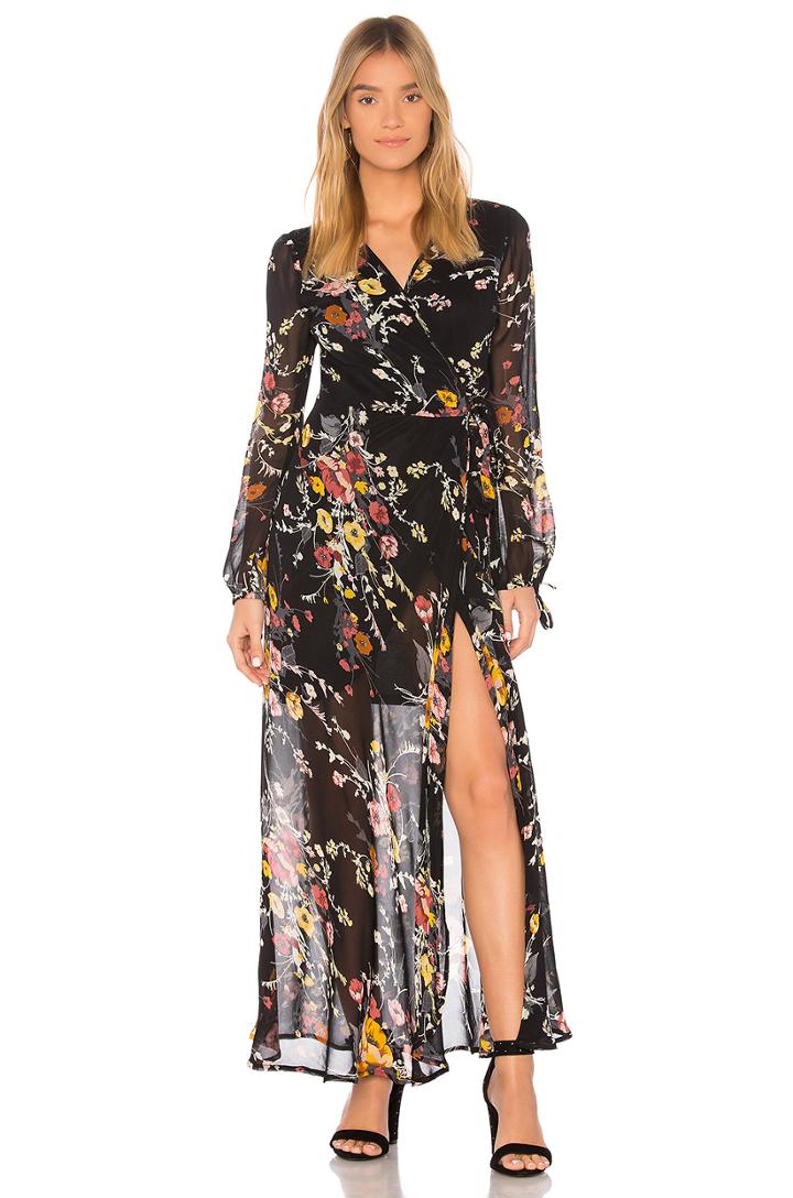 Abstract Floral Bouquet Wrap Dress
