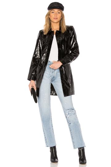 Patent Leather Menswear Short Trench Coat