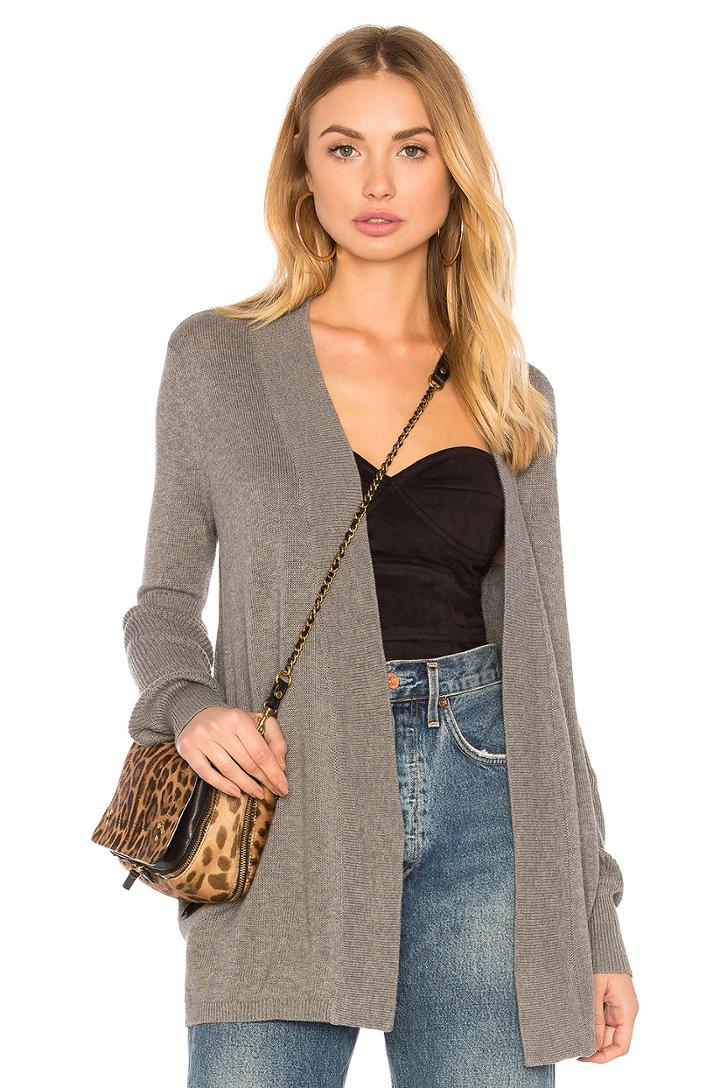 Balloon Sleeve Cardigan In Medium Heather Grey