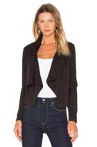 Black Knit Boucle Long Sleeve Front Draped Blazer