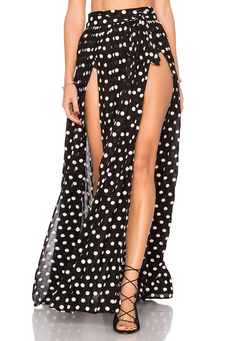 Embroidered Slit Front Skirt