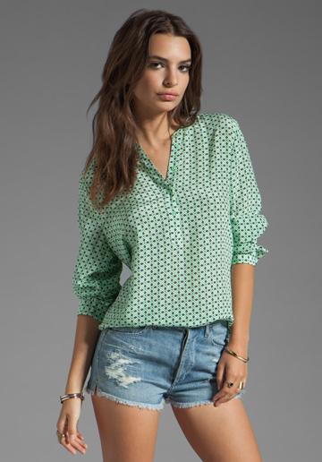 Joie Jira Mini Geo Print Blouse In Mint