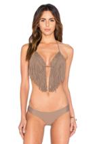 Heart Of A Hippie Weave Fringed Triangle Bikini Top