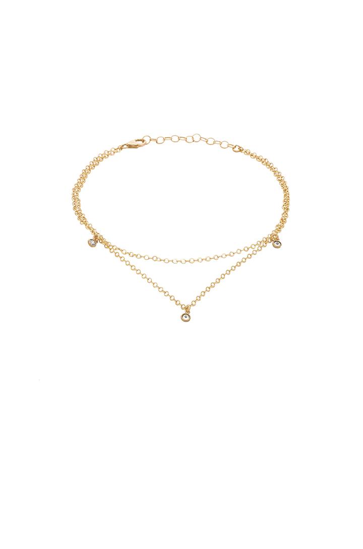 X Revolve Three Bezel Double Anklet