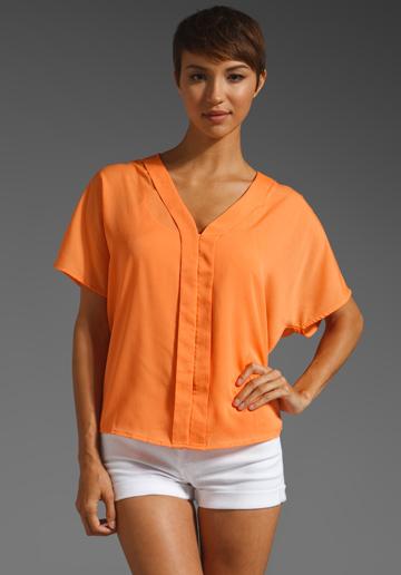 Mm Couture By Miss Me Caped Sleeve Blouse In Orange