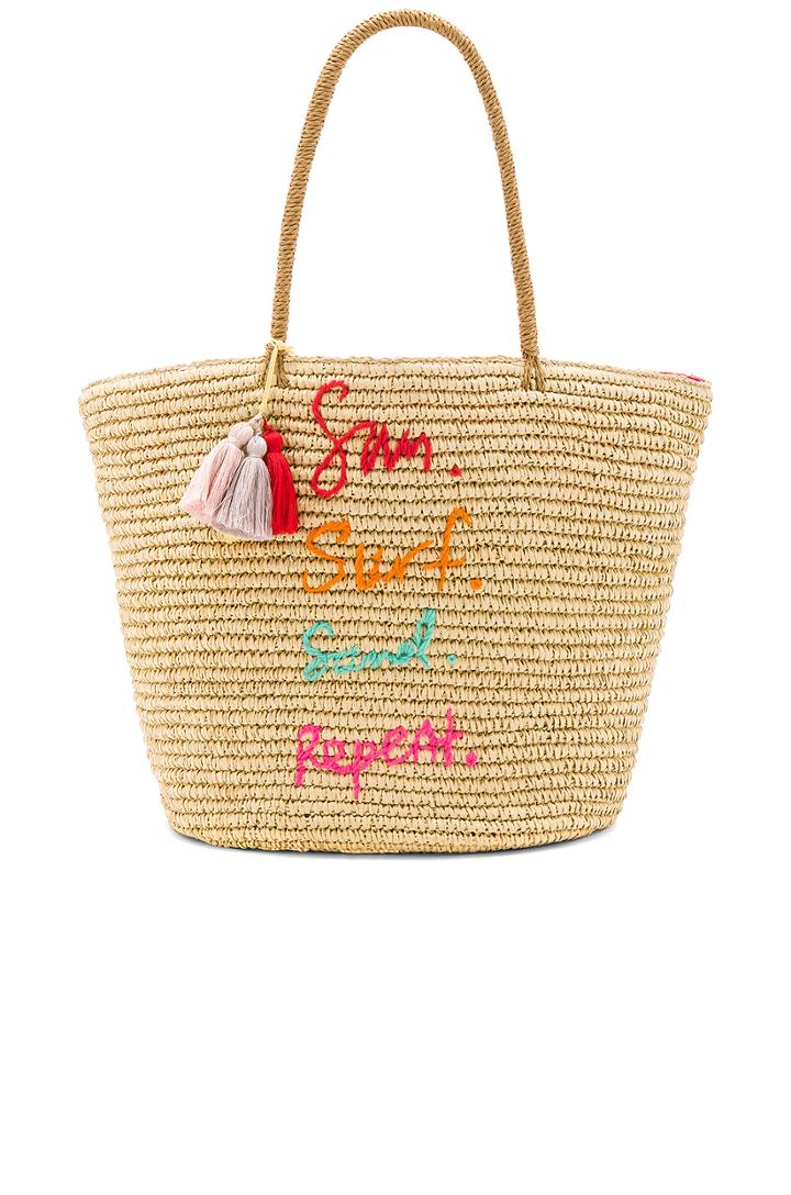 Sun Surf Sand Repeat Straw Tote