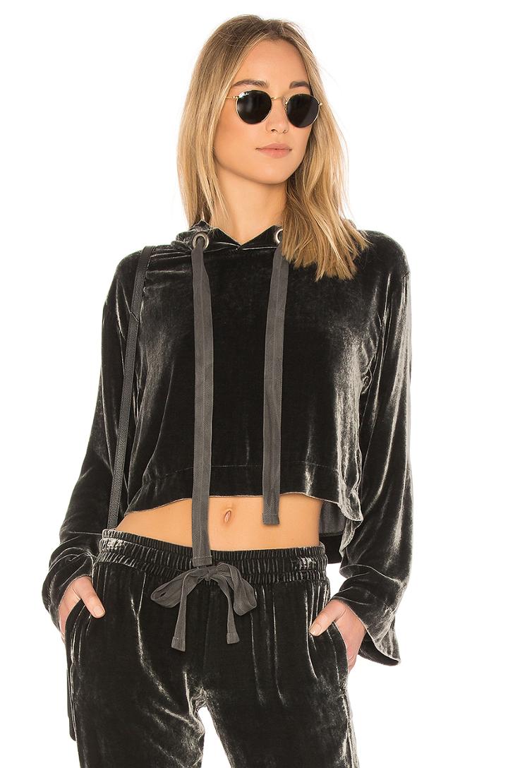 Velvet Cropped Hoodie