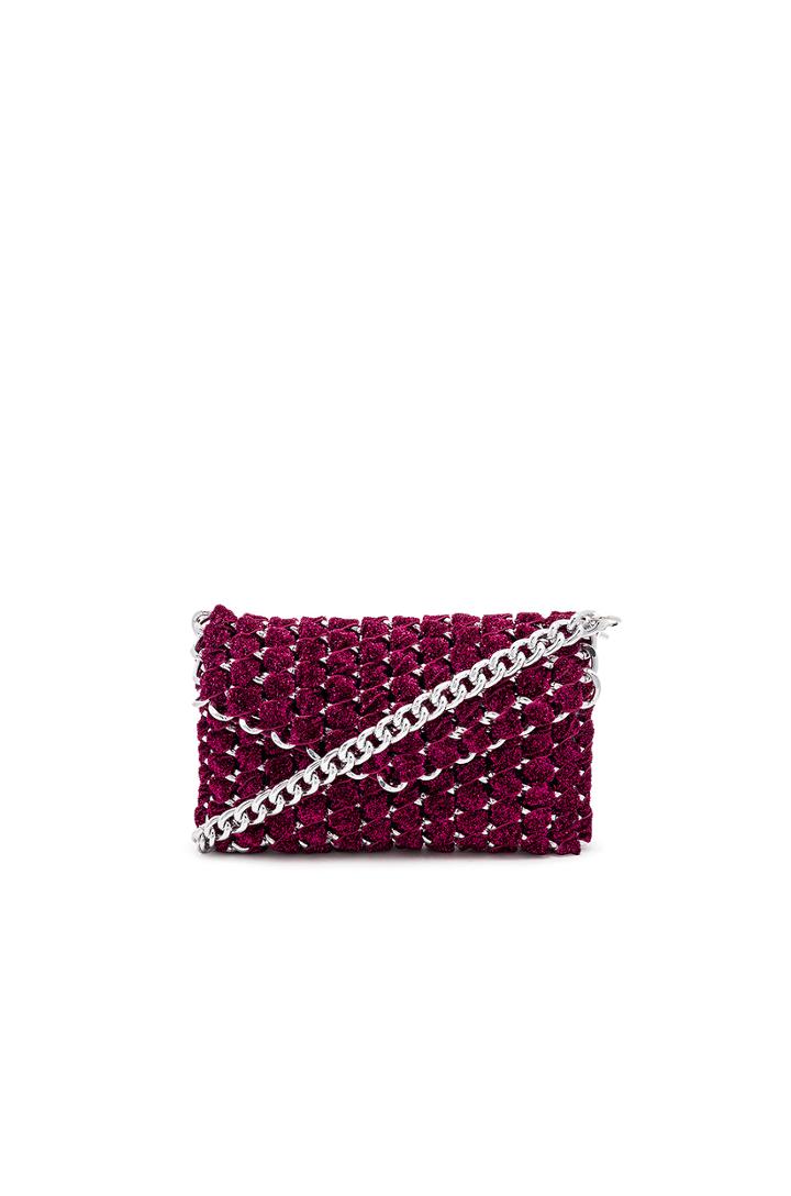 Eve Shimmer Clutch With Silver Chain