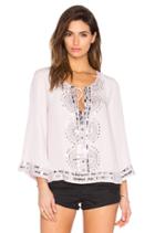 Embellished Tie Neck Blouse In Nude