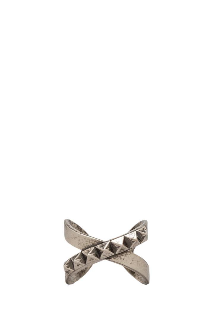 Luv Aj The Criss Cross Punk Stud Ring In Rust