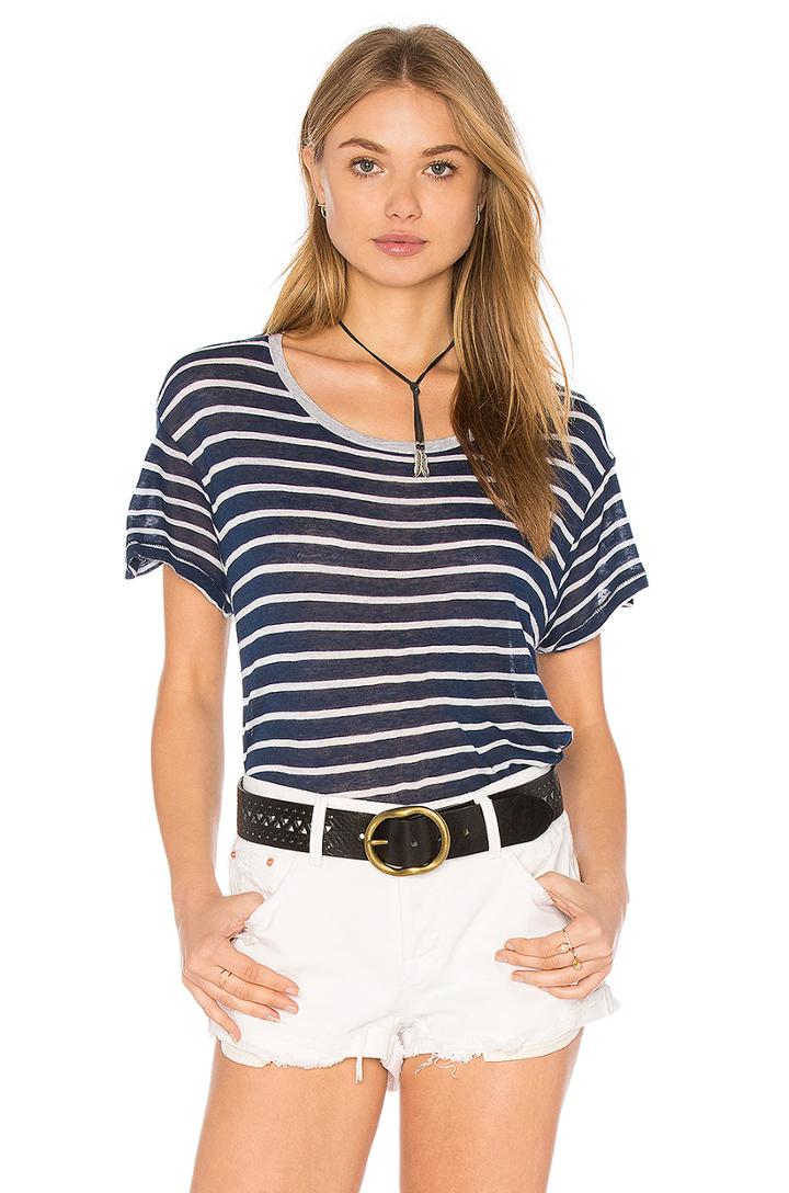 Linen Stripes Crew Neck Tee