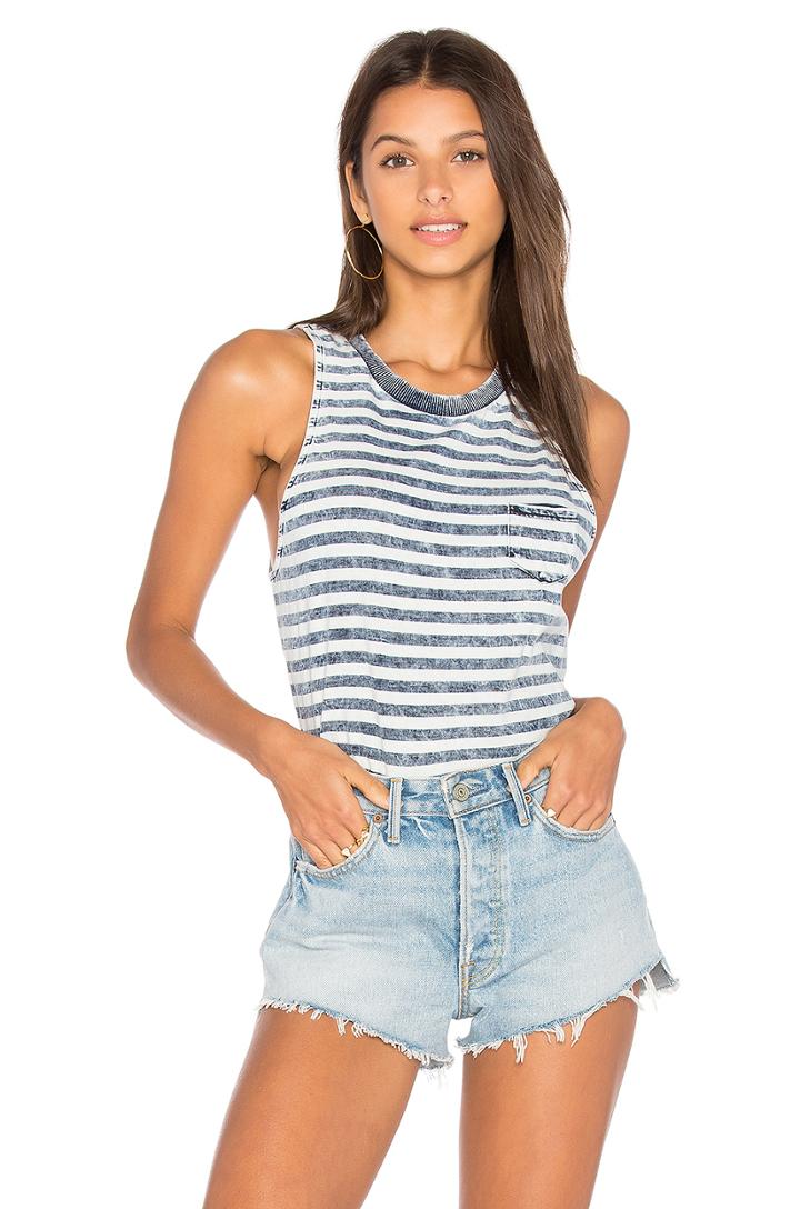Bleached Indigo Stripe Tank