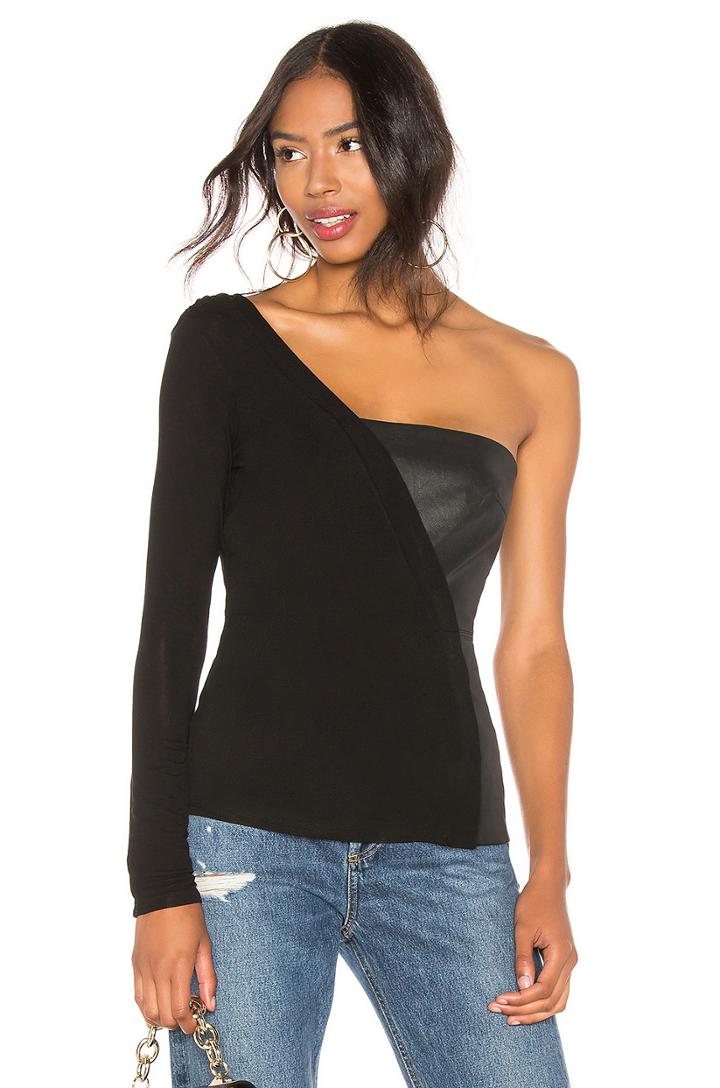 On Shoulder Leather Top