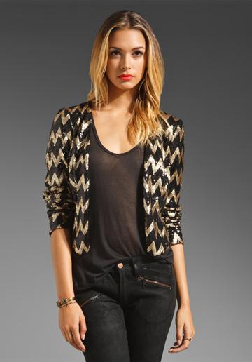 Ladakh For Keeps Zig Zag Sequin Jacket In Black