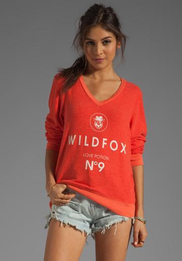 Wildfox Couture Wildfox #9 V Neck Baggy Beach Jumper In Red