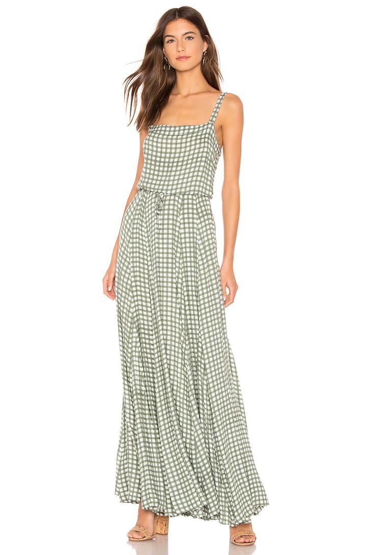 Gingham Paneled Maxi Dress