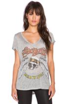 Becca Foil Aerosmith Skull V-neck Tee