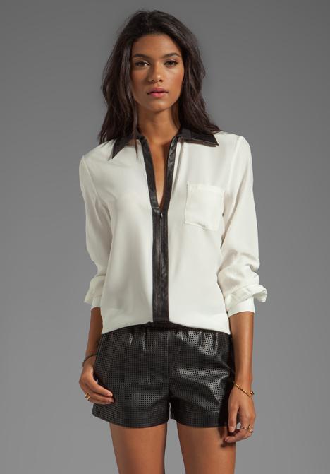 Parker Marin Combo Blouse In Ivory