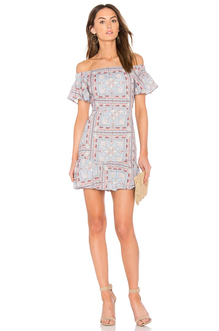 Printed Off The Shoulder Fit & Flared Dress