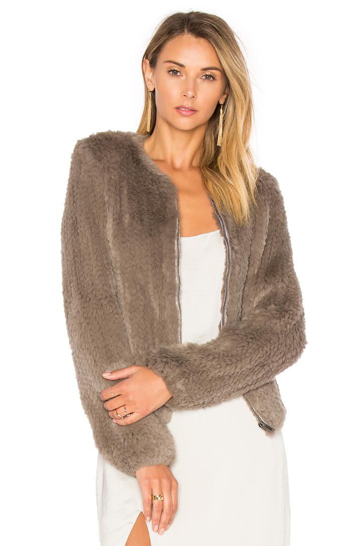 Zip Dyed Rabbit Fur Jacket