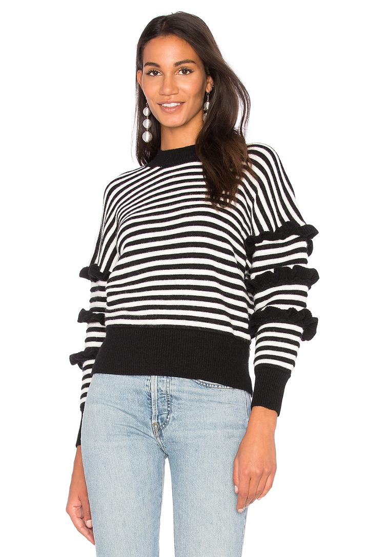Ruffle Sleeve Detail Stripe Sweater