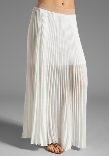 Bcbgmaxazria Pleated Maxi Skirt In White