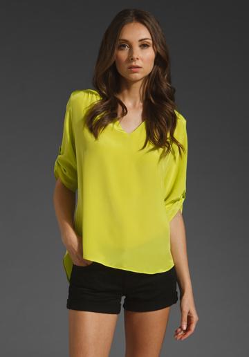 Amanda Uprichard Staci V-neck Cap Sleeve Top In Yellow