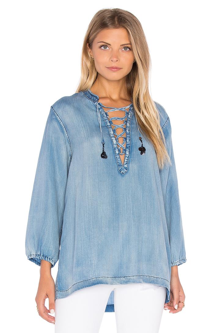 Drapy Lace Up Top