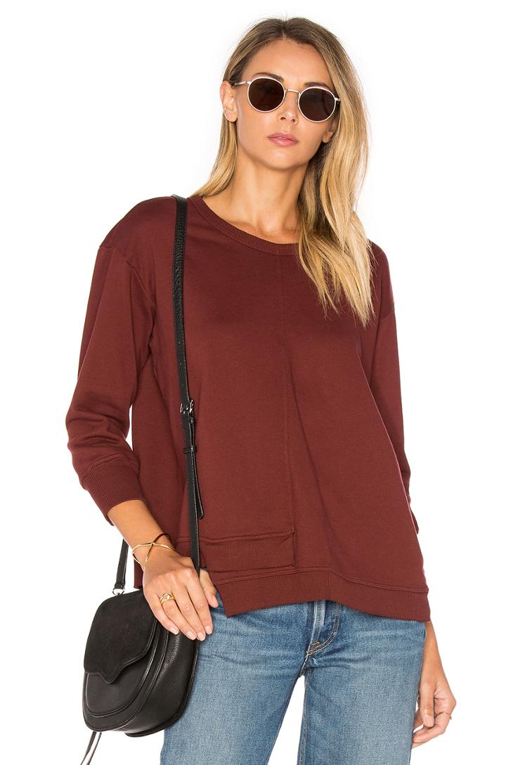 Shrunken Overlap 3/4 Sleeve Sweatshirt