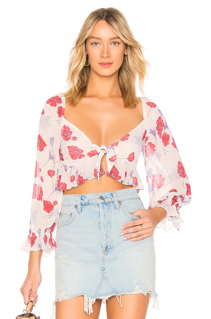 Darling Poppy Front Tie Crop Top