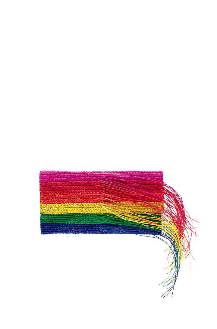 X Revolve Frayed Woven Clutch
