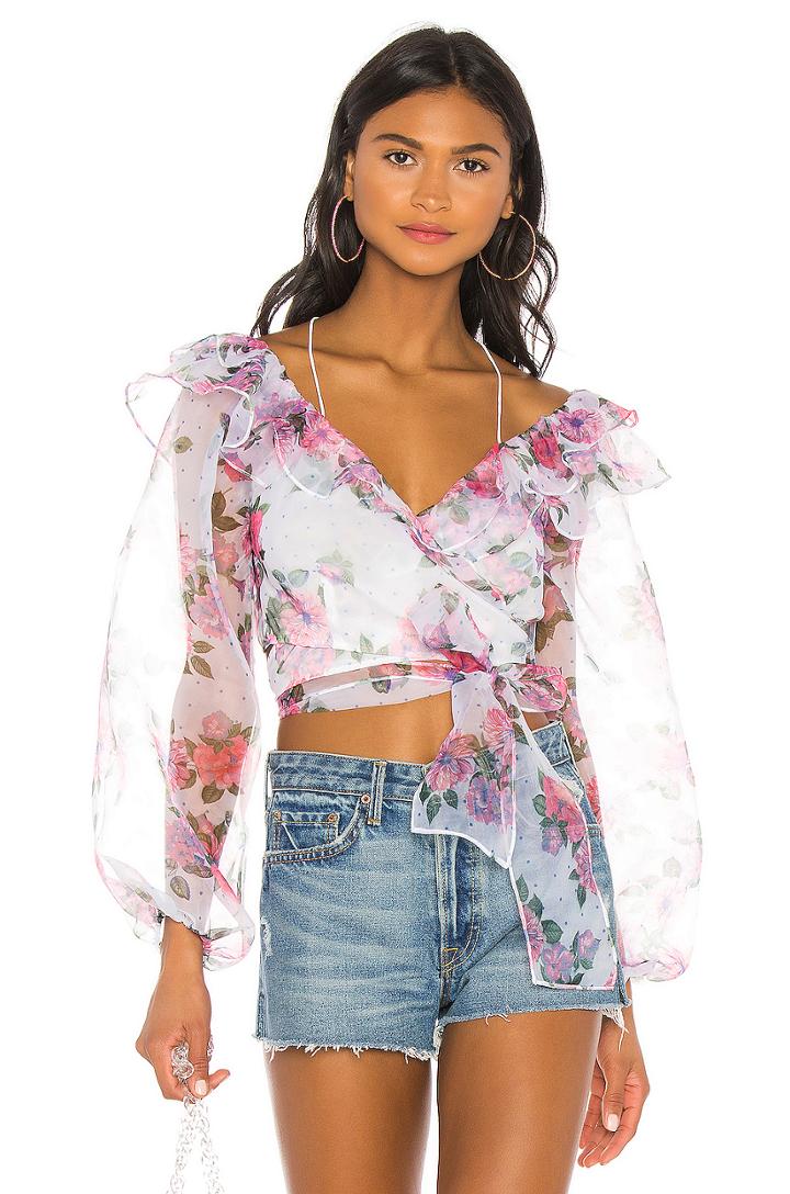X Revolve Ruffle Wrap Top