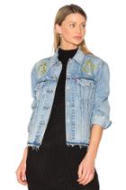 Palm Embroidered Denim Jacket